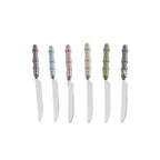 Couteaux à dessert argent avec manches multi couleurs - lot de 6