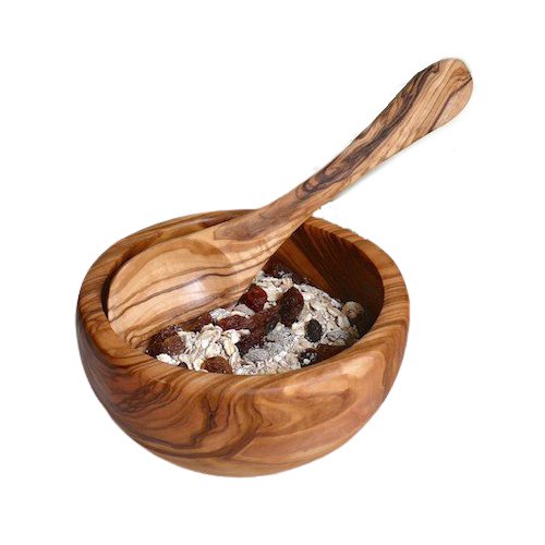 Bol à céréales en bois d'olivier Ø 14 cm sans cuillère