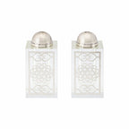 Salière et poivrière façon cristal arabesque argent