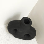 Vase noir petit vase décoratif moulé à la main en argile pour fleurs séchées ou fraîches LEMBAH
