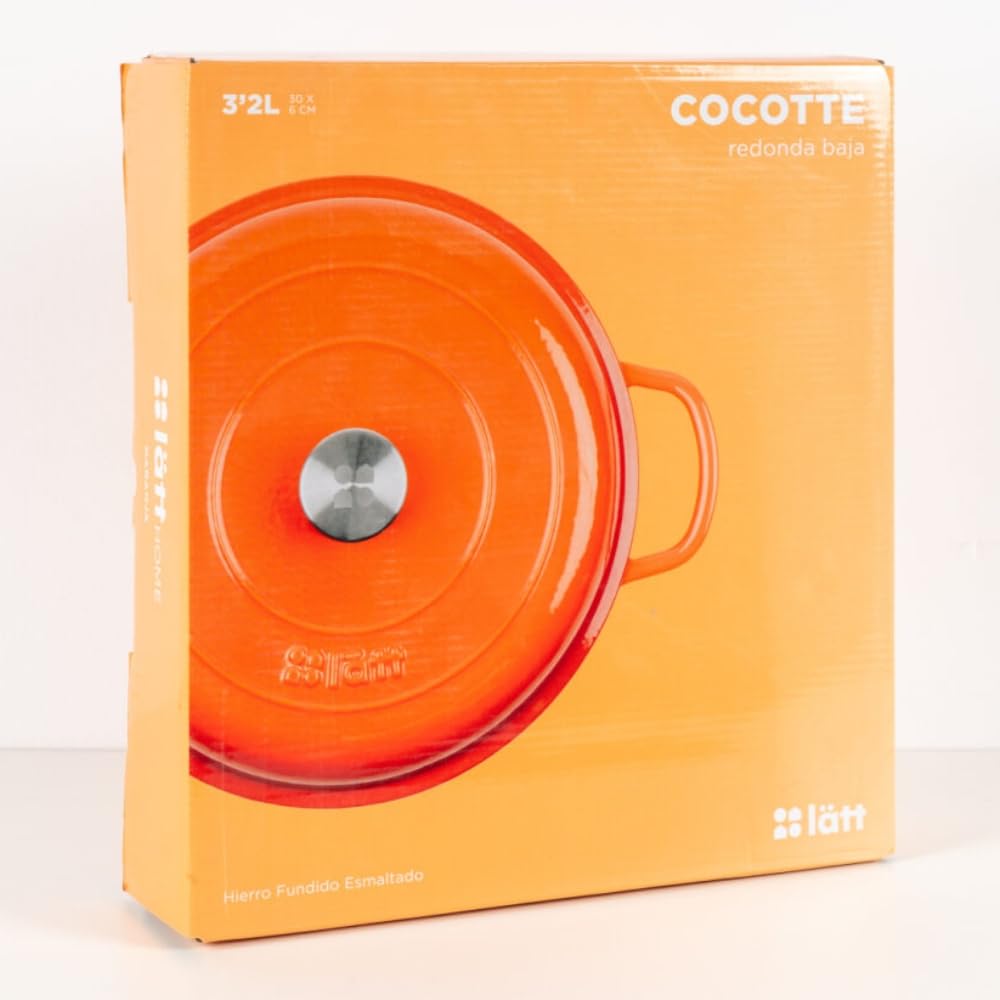 Cocotte en fonte émaillée orange. Cocotte ronde 26 x 12 cm - 4,8 l. Marmite élégante, résistante, spéciale à induction et adaptée à tous types de cuisines