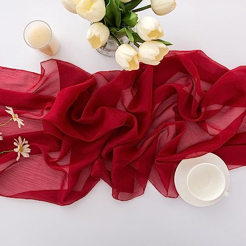 Chemin de table en mousseline de soie - Vert sauge - Décoration de table bohème - 70 cm x 3 m
