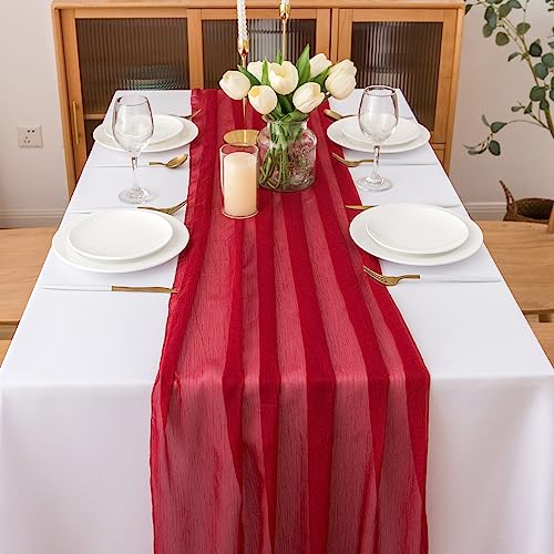 Chemin de table en mousseline de soie - Vert sauge - Décoration de table bohème - 70 cm x 3 m