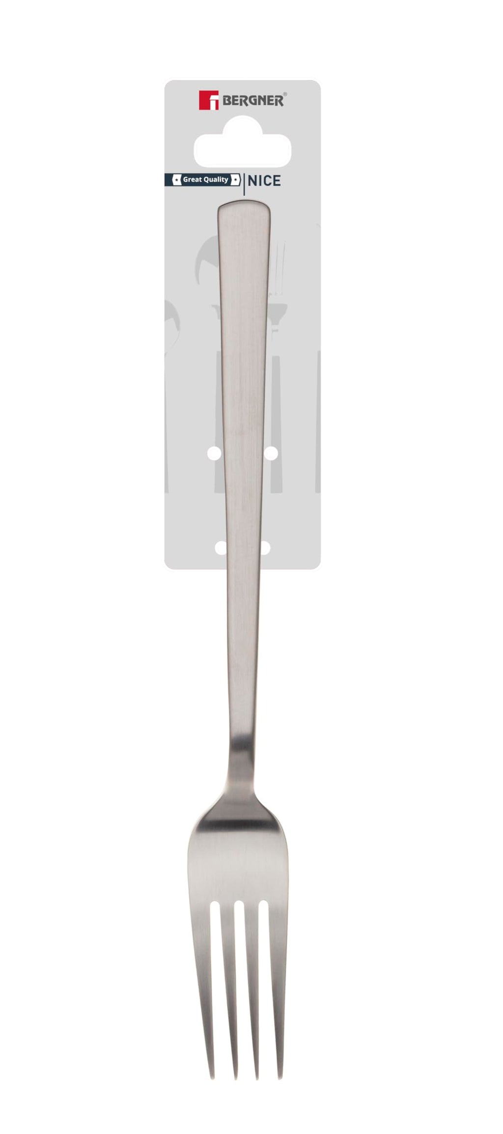 BERGNER Lyon - Ensemble complet 24 couverts - 6 couteaux - 6 fourchettes - 6 cuillères - 6 cuillères à thé - En acier inoxydable robuste - Finition polie mate - Facile à laver