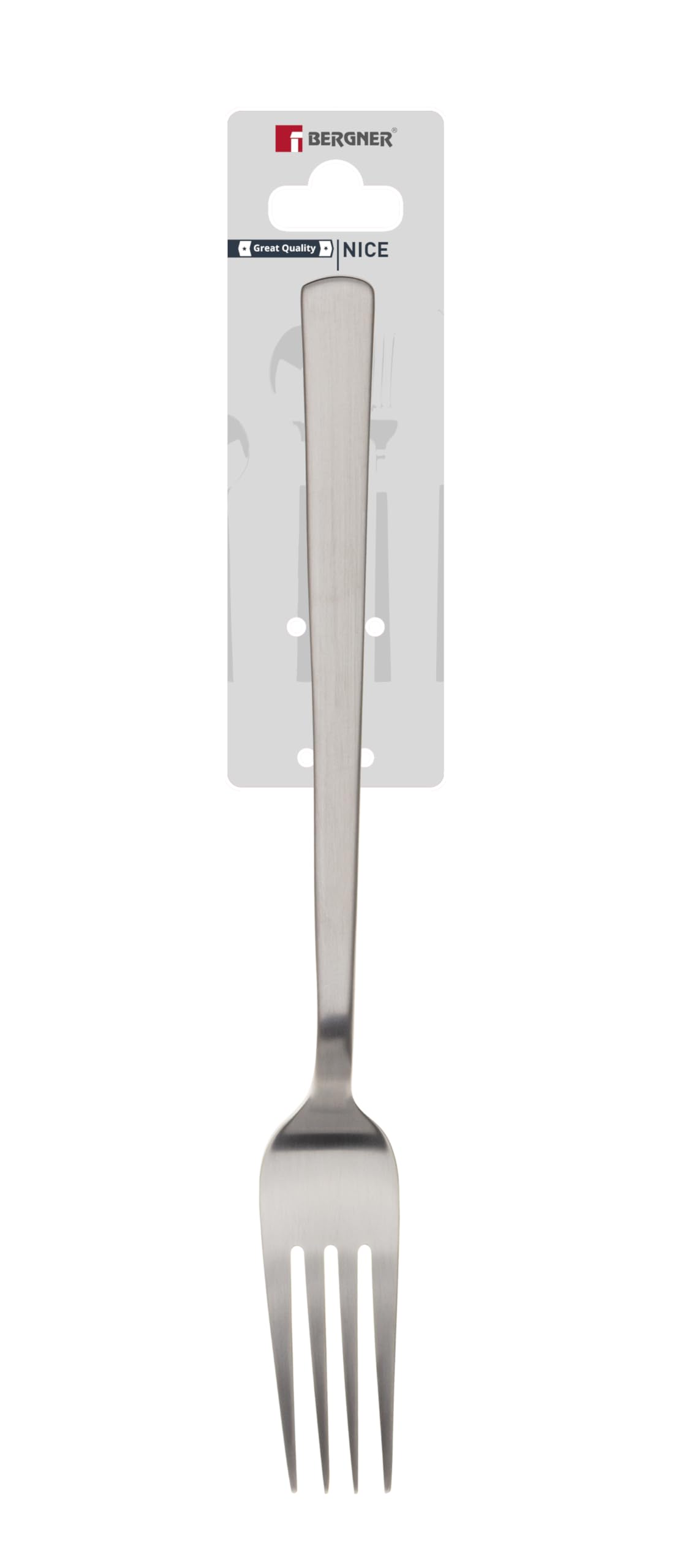 BERGNER Lyon - Ensemble complet 24 couverts - 6 couteaux - 6 fourchettes - 6 cuillères - 6 cuillères à thé - En acier inoxydable robuste - Finition polie mate - Facile à laver