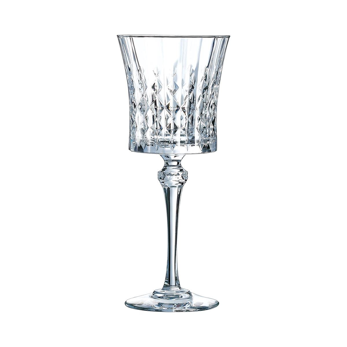 Cristal d'Arques Paris - Collection Lady Diamond - 6 Verres à pied 27 cl - Brillance, Transparence et Haute Résistance - Fabriqués en France - Emballage renforcé, adapté à la vente en ligne