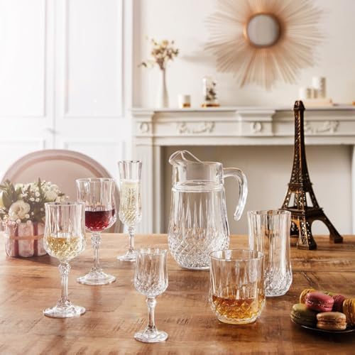 Cristal d'Arques Paris - Collection Longchamp - 6 Verres à vin 17 cl en Kwarx - Brillance, Transparence et Haute Résistance - Moulures Iconiques - Fabriqués en France