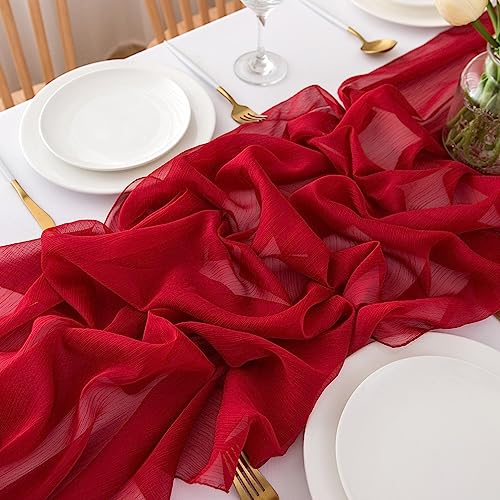 Chemin de table en mousseline de soie - Vert sauge - Décoration de table bohème - 70 cm x 3 m