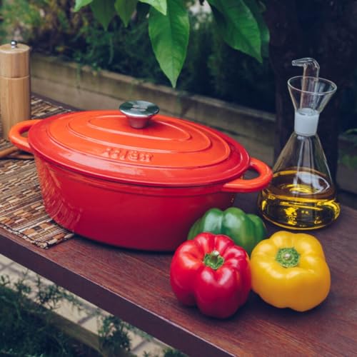 Cocotte en fonte émaillée orange. Cocotte ronde 26 x 12 cm - 4,8 l. Marmite élégante, résistante, spéciale à induction et adaptée à tous types de cuisines