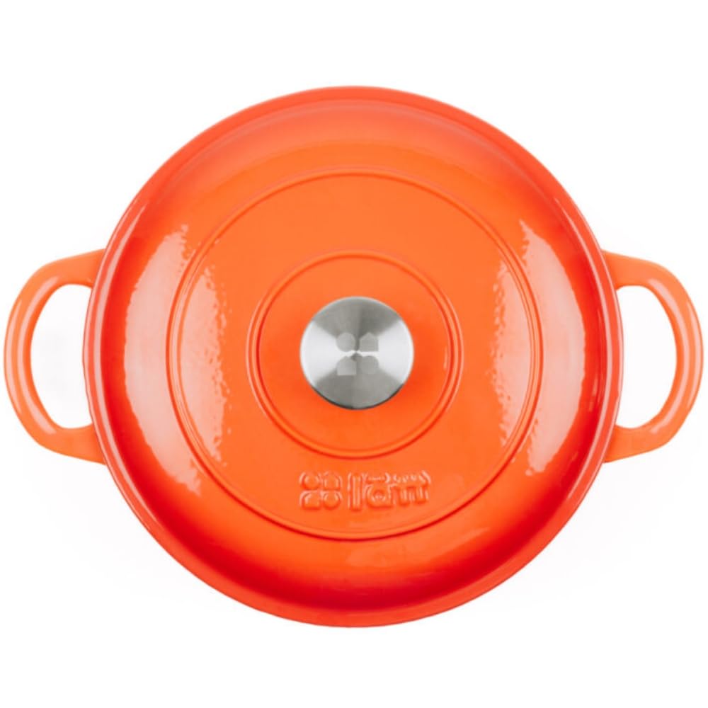 Cocotte en fonte émaillée orange. Cocotte ronde 26 x 12 cm - 4,8 l. Marmite élégante, résistante, spéciale à induction et adaptée à tous types de cuisines