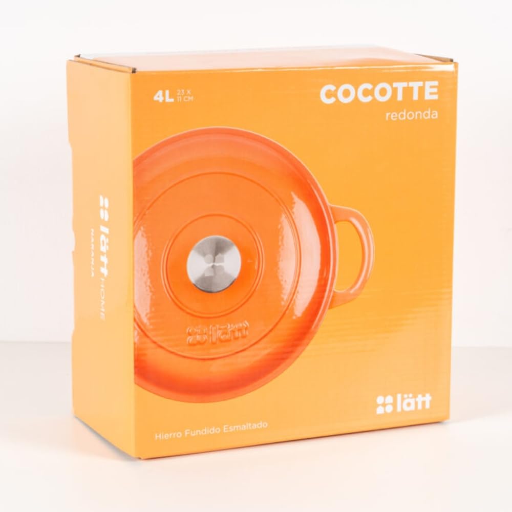 Cocotte en fonte émaillée orange. Cocotte ronde 26 x 12 cm - 4,8 l. Marmite élégante, résistante, spéciale à induction et adaptée à tous types de cuisines