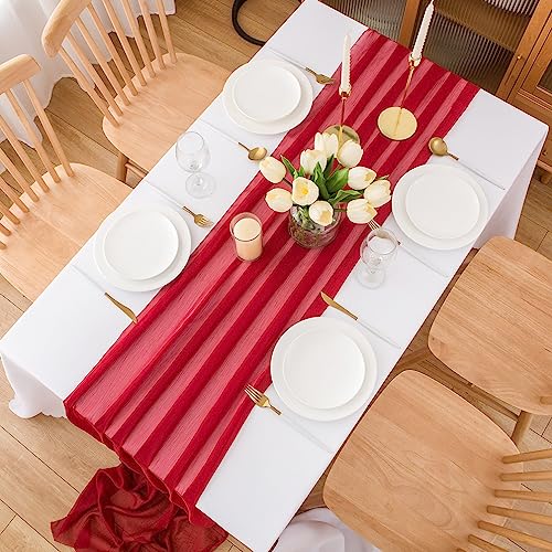 Chemin de table en mousseline de soie - Vert sauge - Décoration de table bohème - 70 cm x 3 m