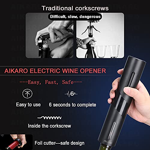 AIKARO - Ouvre Bouteille Electrique Tire Bouchon Screwpull Automatique (Kit de tire-bouchon rechargeable)