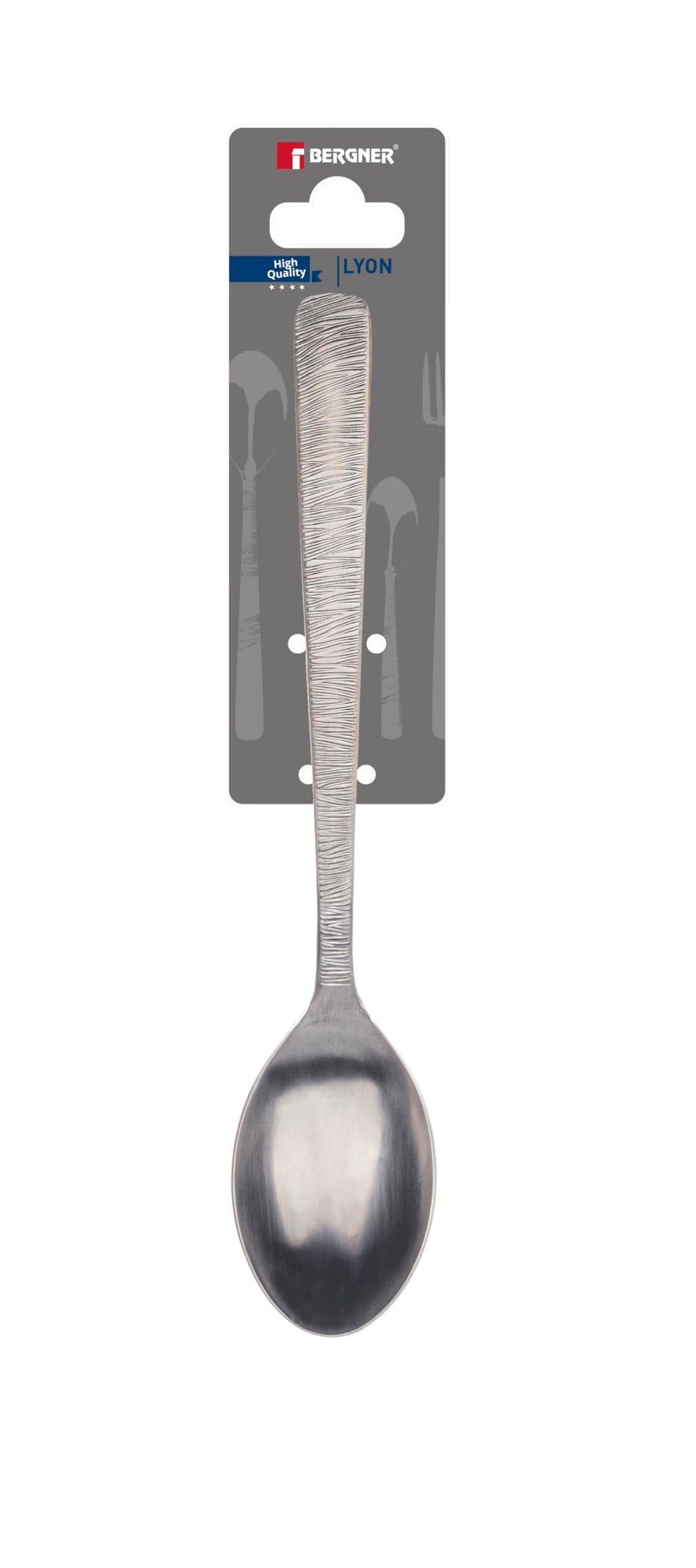BERGNER Lyon - Ensemble complet 24 couverts - 6 couteaux - 6 fourchettes - 6 cuillères - 6 cuillères à thé - En acier inoxydable robuste - Finition polie mate - Facile à laver