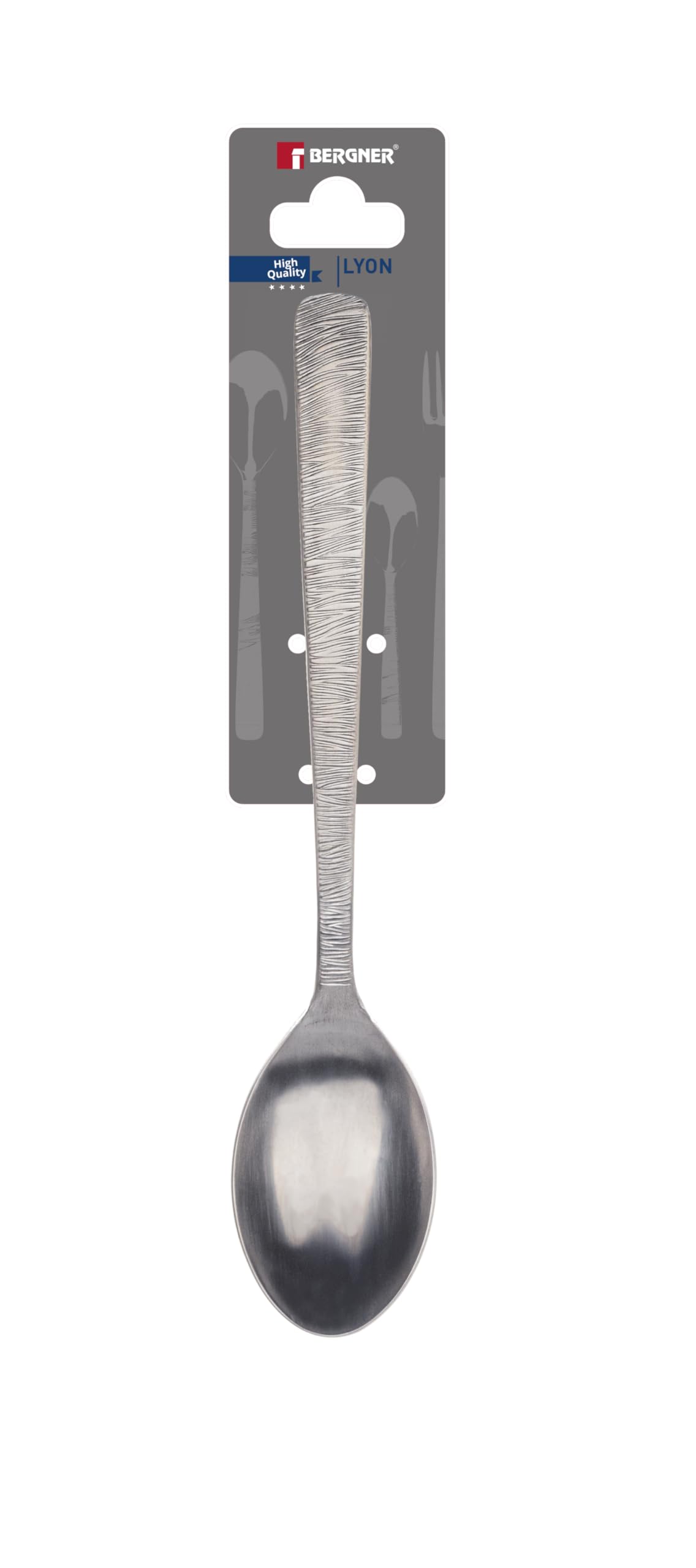 BERGNER Lyon - Ensemble complet 24 couverts - 6 couteaux - 6 fourchettes - 6 cuillères - 6 cuillères à thé - En acier inoxydable robuste - Finition polie mate - Facile à laver