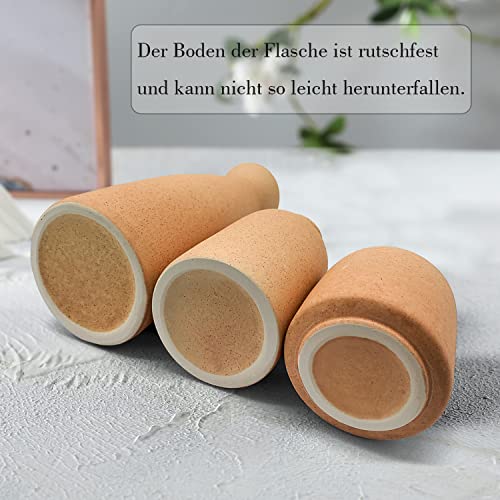 CEMABT Ceramic Vase Set - 3 Small Vase for Decoration for Wedding Table Party Living Office Bedroom Minimalist Bohemian Decoration (Noir)