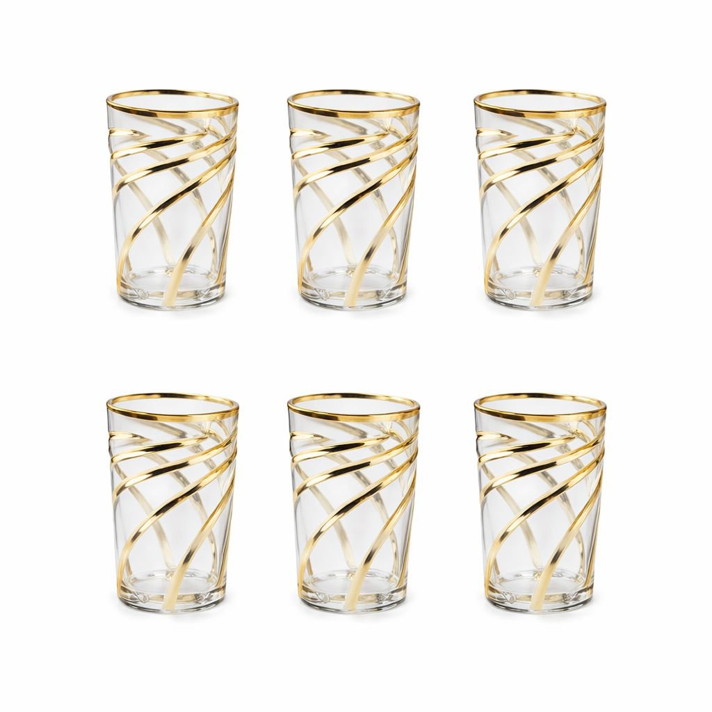 Tasses à thé spirale dorée - lot de 6