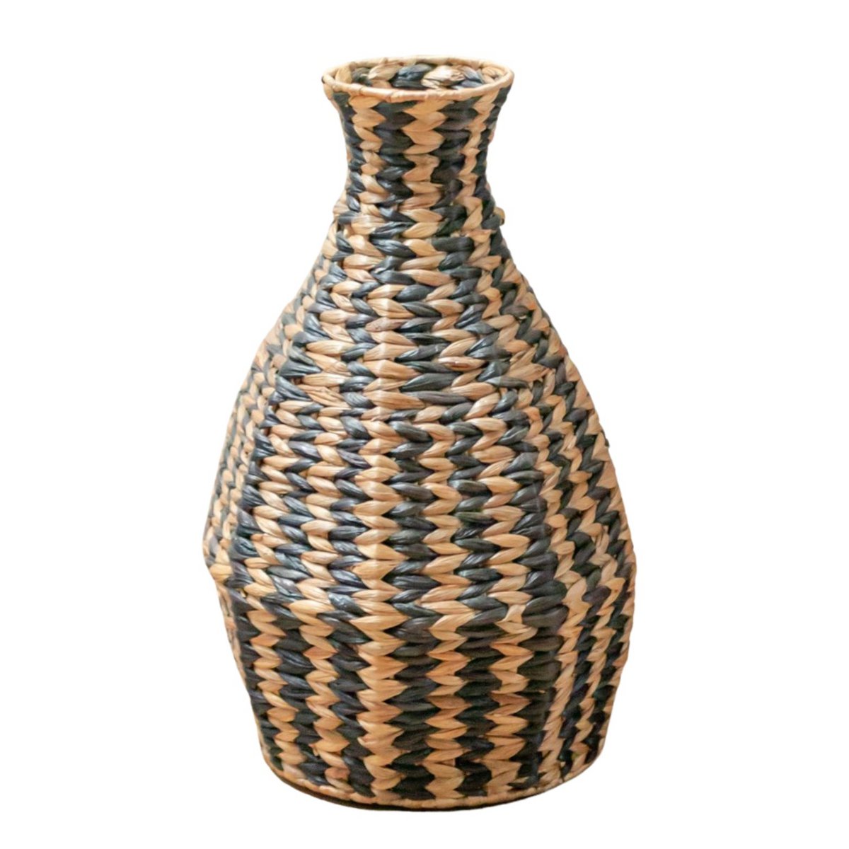 Vase boho tissé DAYANA noir en jacinthe d'eau