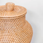 Vase rond en rotin tressé – Grand vase décoratif bohème – Vase haut et étroit – Vase de sol fait à la main à partir de fibres naturelles (Ø 30 cm) KIDUNG