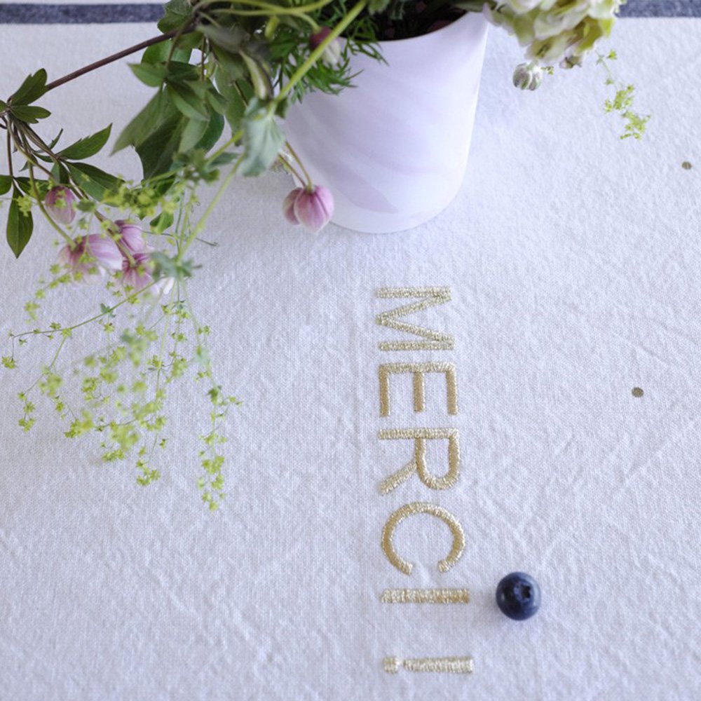 Torchon Merci Or Blanc 50 x 70
