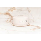 Plat à cake beige avec cloche 28x28x15cm