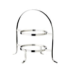 Présentoir à gâteaux Sina (hauteur 33 cm), martelé, pour 2 assiettes Ø 20 à 28 cm, métal argenté lourd