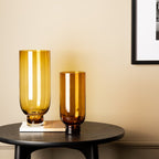 Art de la Table Grand vase en verre sobre et moderne, forme cylindrique sur une base solide, orange foncé chaud, OMAHA18AM Zistyhome art de la table