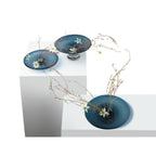 Art de la Table vase ou bol plat rond, verre épais bleu profond, tourné main : ALAIN Zistyhome art de la table
