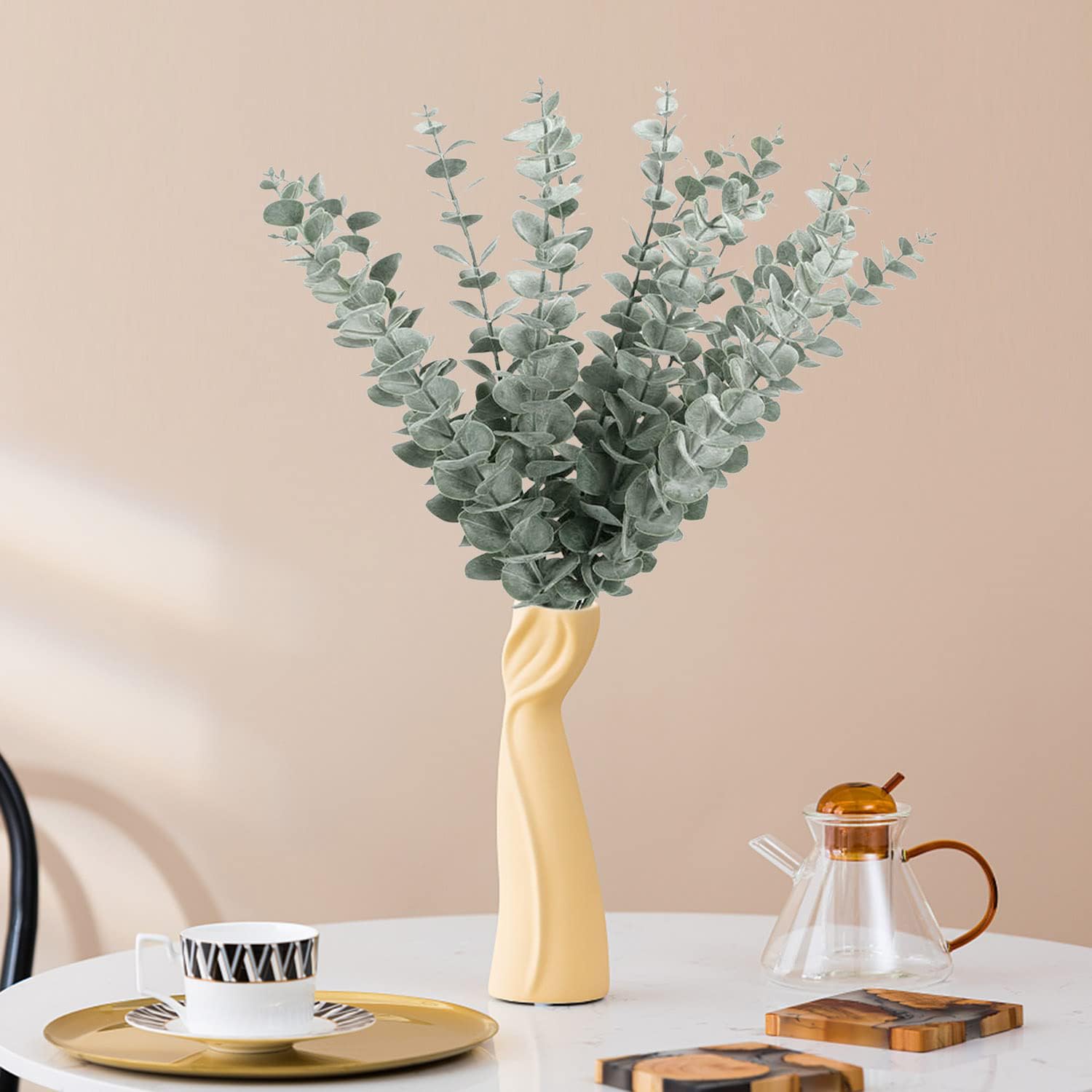 30Pcs Branches D'eucalyptus Artificielle Simulation, Eucalyptus Plante Feuille Artificielle,Eucalyptus Artificiel pour la Mariage Deco Salle de Bain Chambre à Coucher Décoration