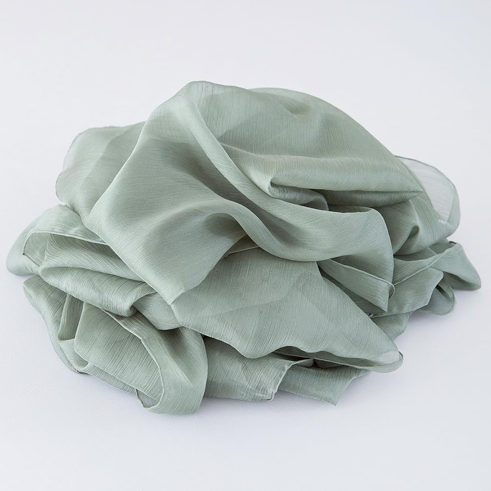 Chemin de table en mousseline de soie - Vert sauge - Décoration de table bohème - 70 cm x 3 m