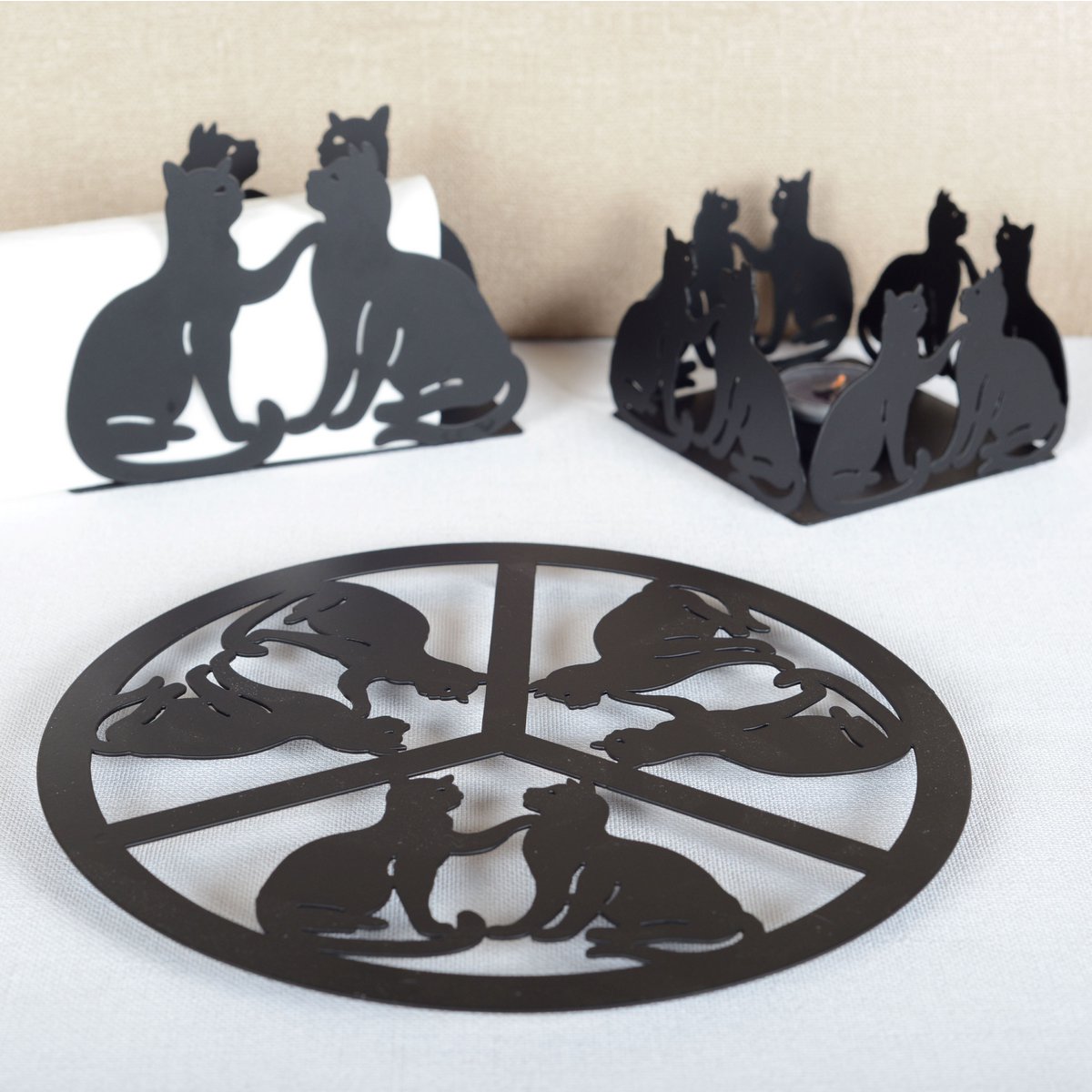 Dessous de plat chat noir 22x22x1cm