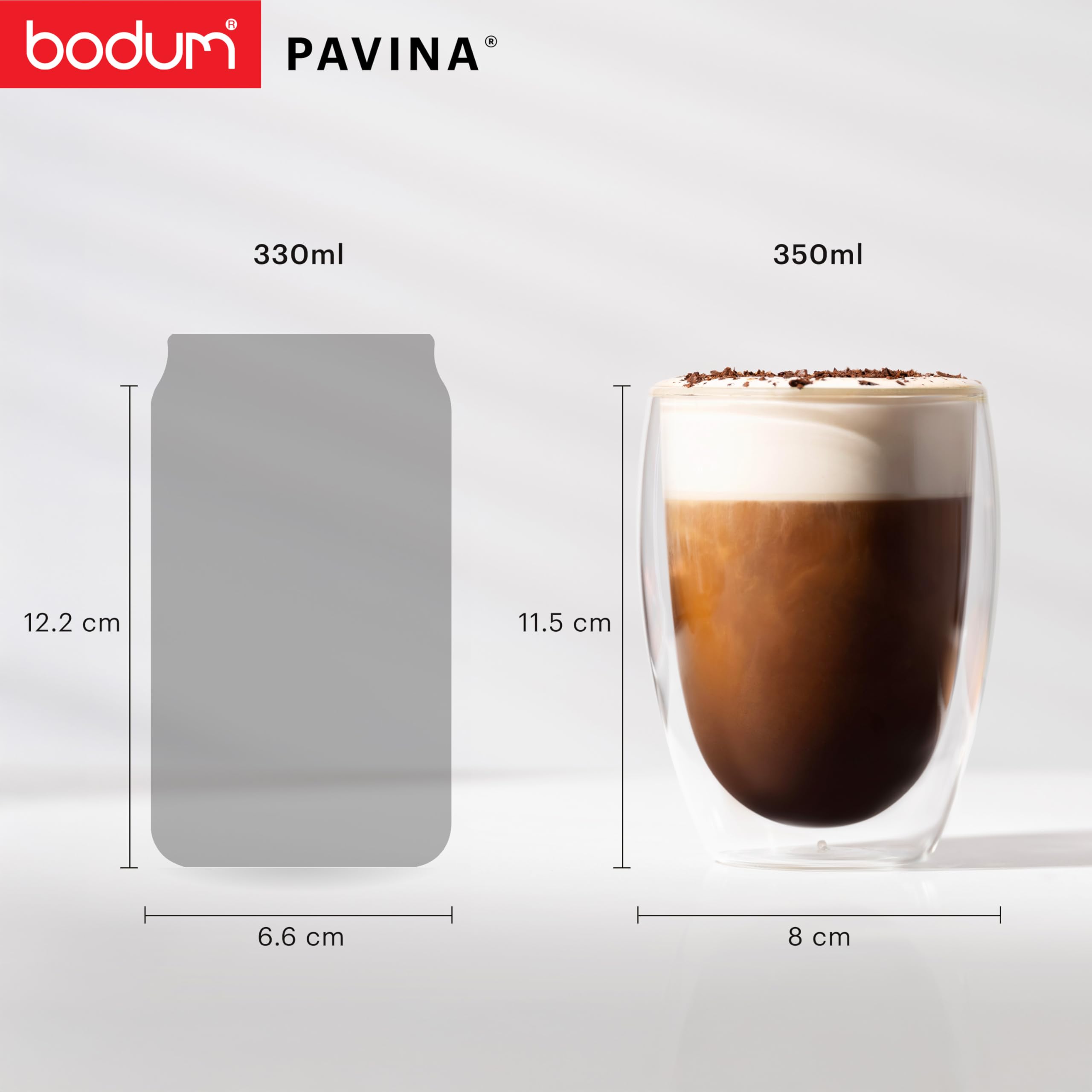 Bodum - 4559-10 - Pavina - Set de 2 Verres Double Paroi - 35 Cl - Transparent - 2 Unité
