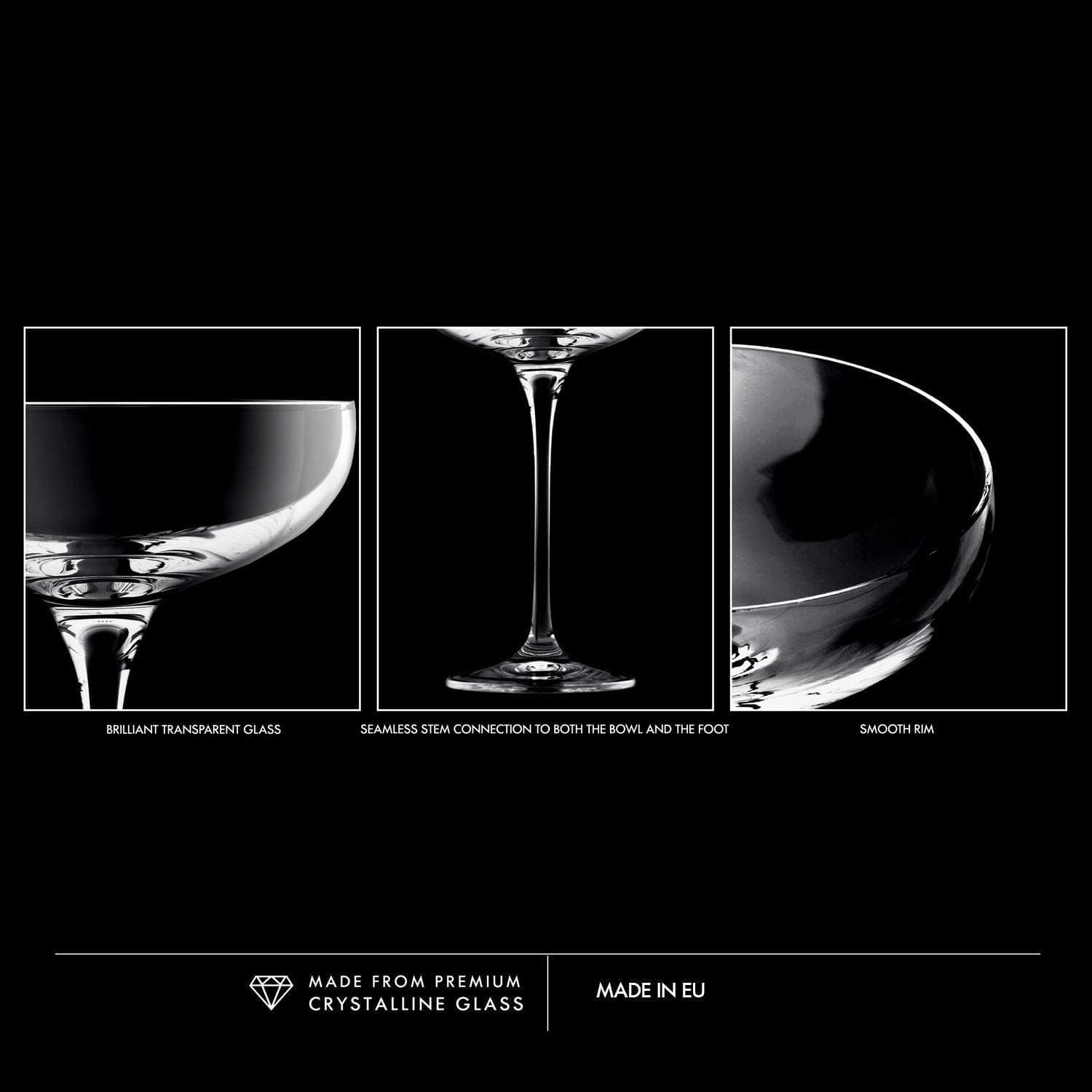 Coupe Cristal de Champagne Verre | Lot de 6 | 240 ML | Collection Harmony | Parfait la Maison, Les Restaurants, Les Fêtes | Lavable au Lave-vaisselle