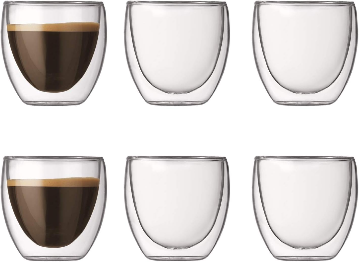 Bodum - 4557-10-12 - Pavina - Coffret de 6 Verres Double Paroi - 0.08 l, Transparent, 6 Unité