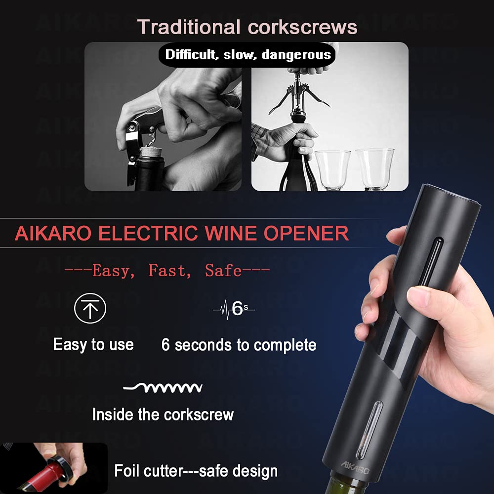 AIKARO - Ouvre Bouteille Electrique Tire Bouchon Screwpull Automatique (Kit de tire-bouchon rechargeable)