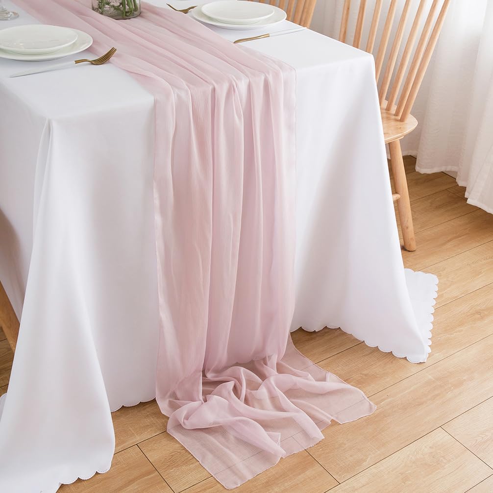 Chemin de table en mousseline de soie - Vert sauge - Décoration de table bohème - 70 cm x 3 m