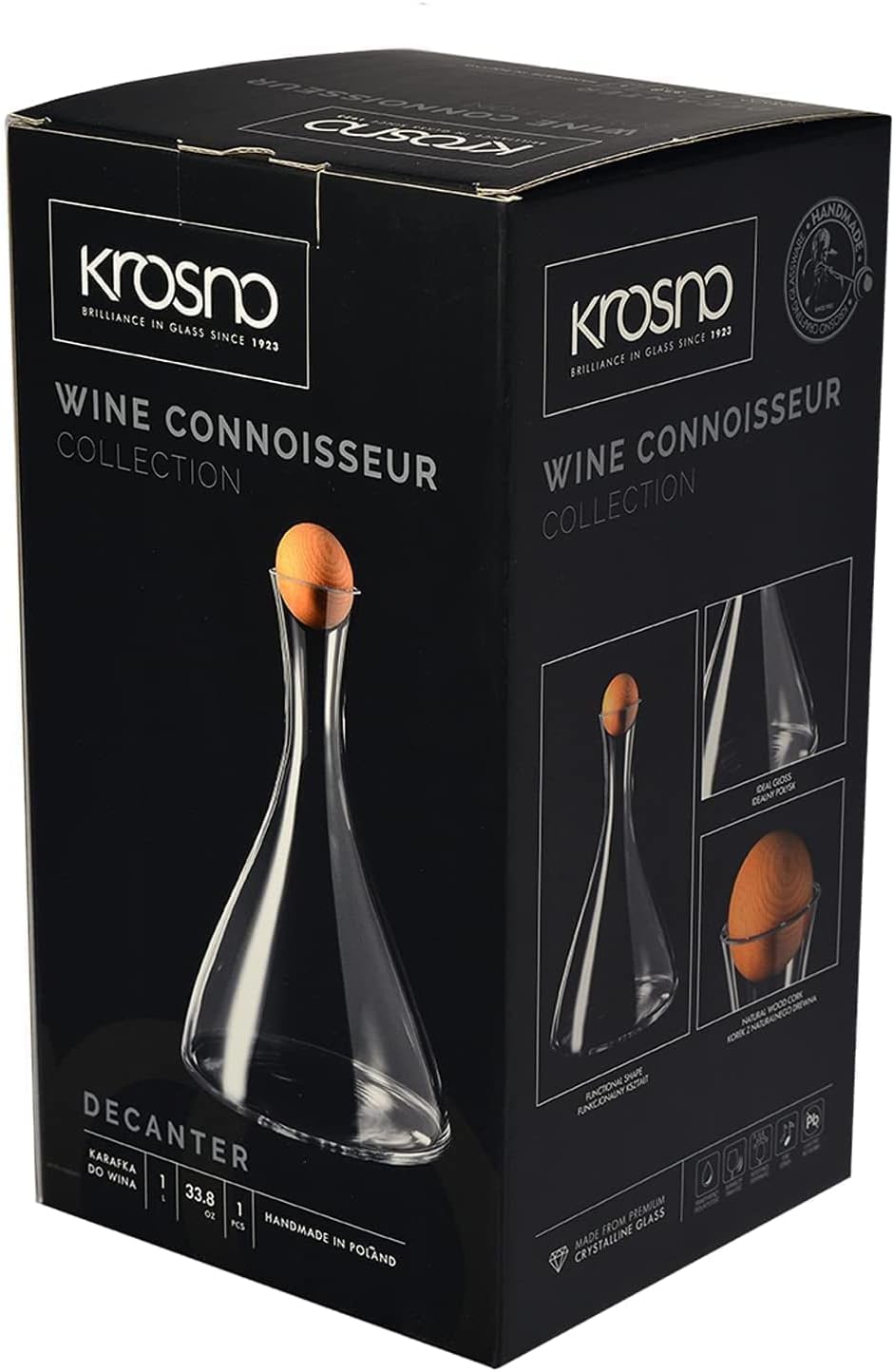 Vin Rouge Décanteur Carafe Verre | 1000 ML | Collection Avant-Garde | Parfait Pour La Maison, Les Restaurants Et Les Fêtes | Va Au Lave-Vaisselle