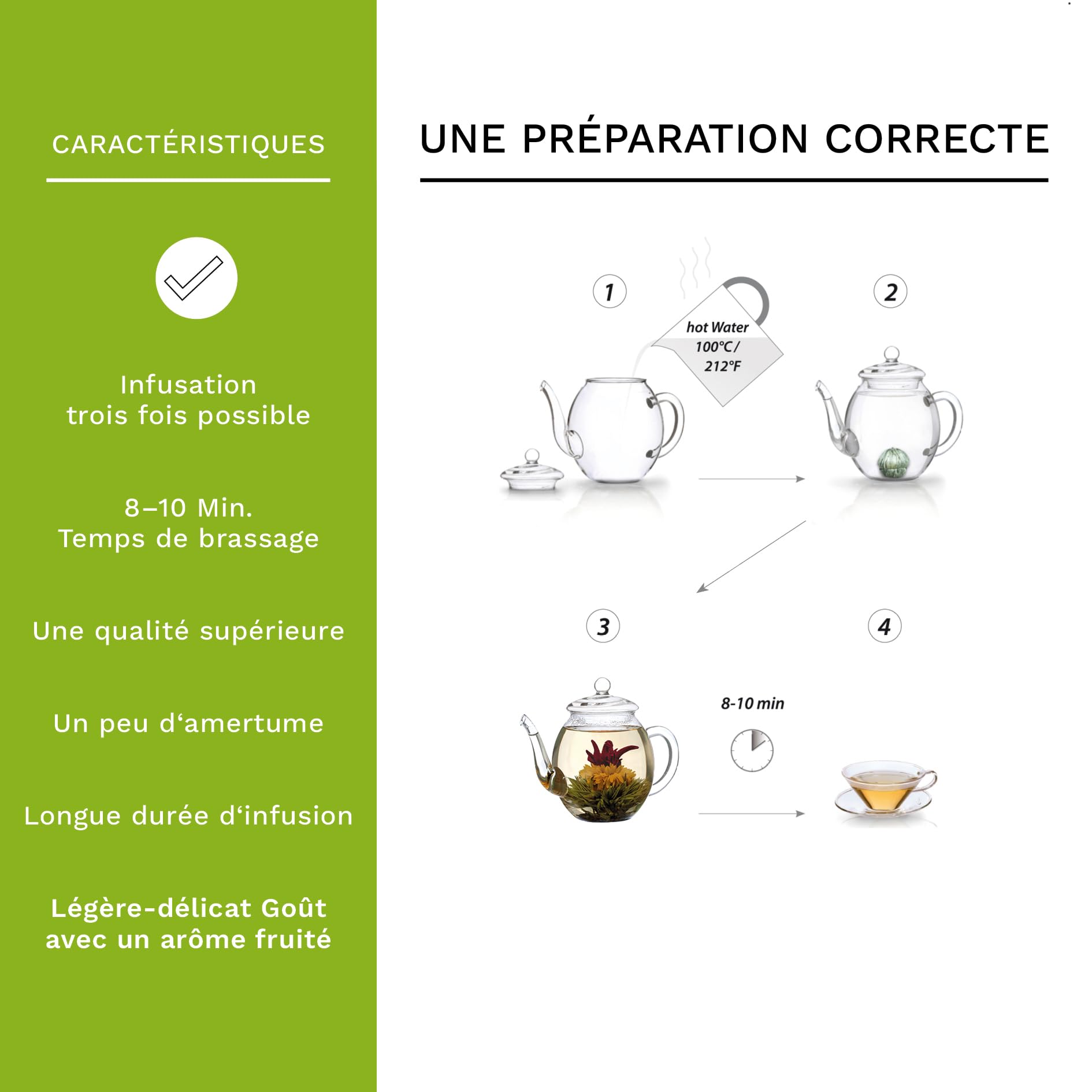Creano Coffret Cadeau avec Fleurs de Thé dans Une Boîte Magnétique - Thé Blanc, Noir, Vert - 6 Fleurs de Thé avec 6 Sortes différentes