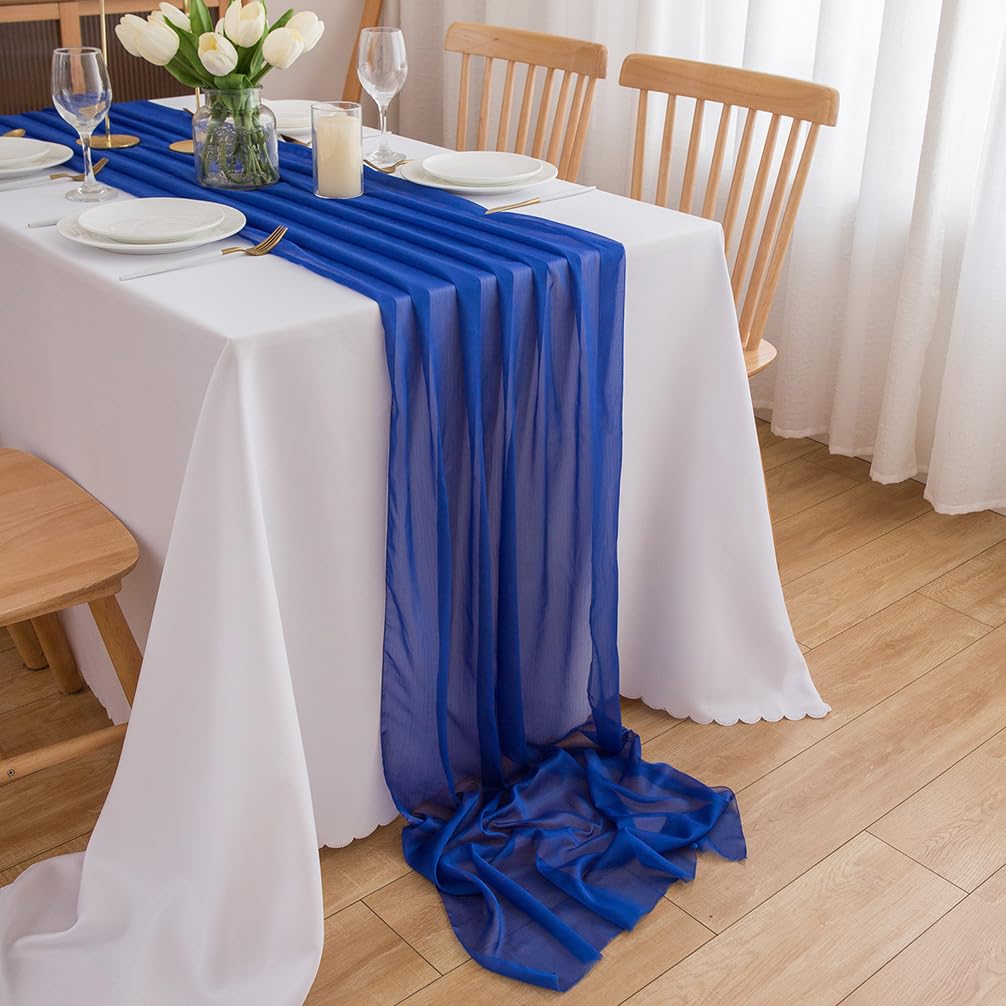 Chemin de table en mousseline de soie - Vert sauge - Décoration de table bohème - 70 cm x 3 m