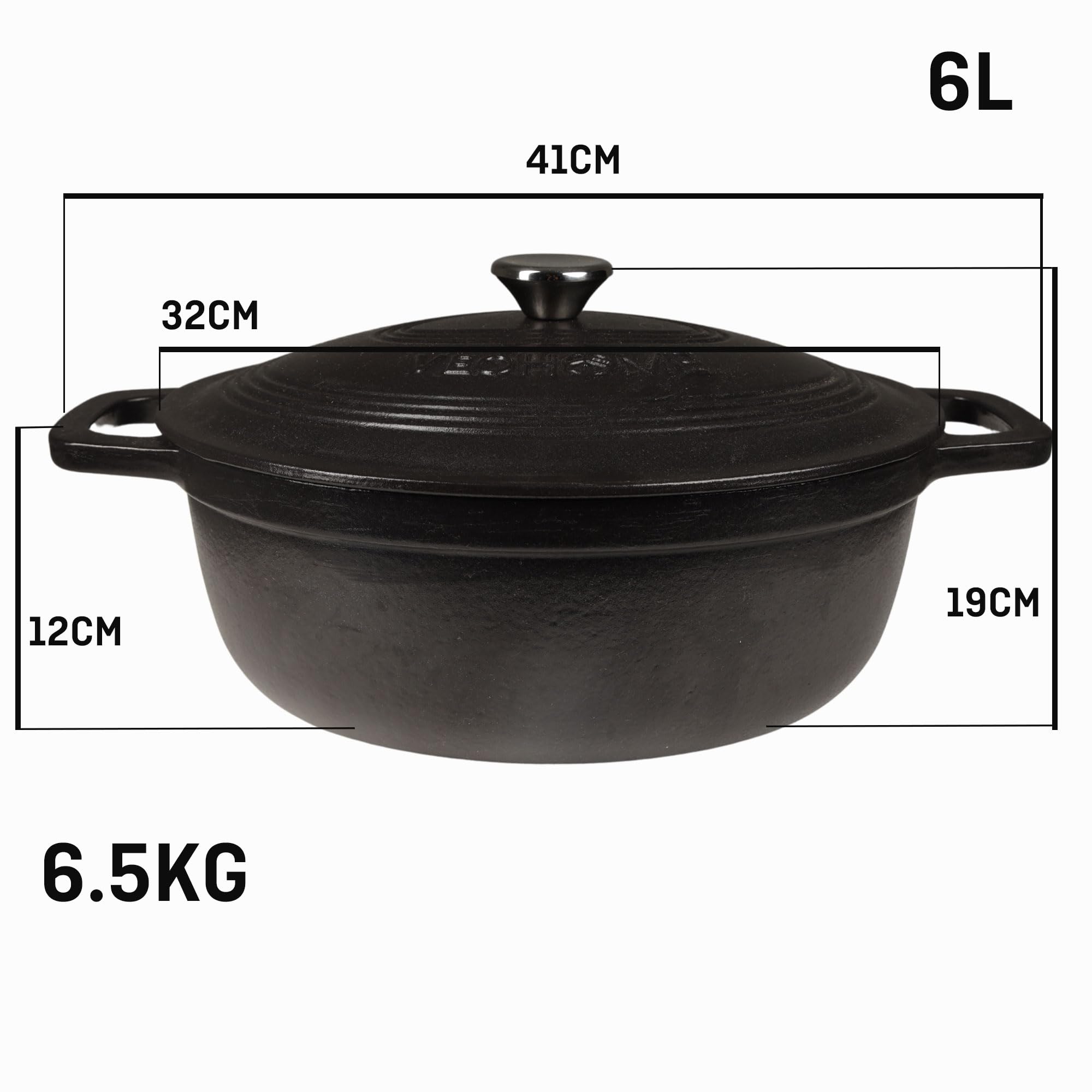 Cocotte Fonte Émaillée VeoHome Rouge 6L Ø28cm, Faitout Ultra Résistant,Marmite Compatible Induction/Gaz/Four, Cuisson Homogène, Saveurs Authentiques, Couvercle Relief