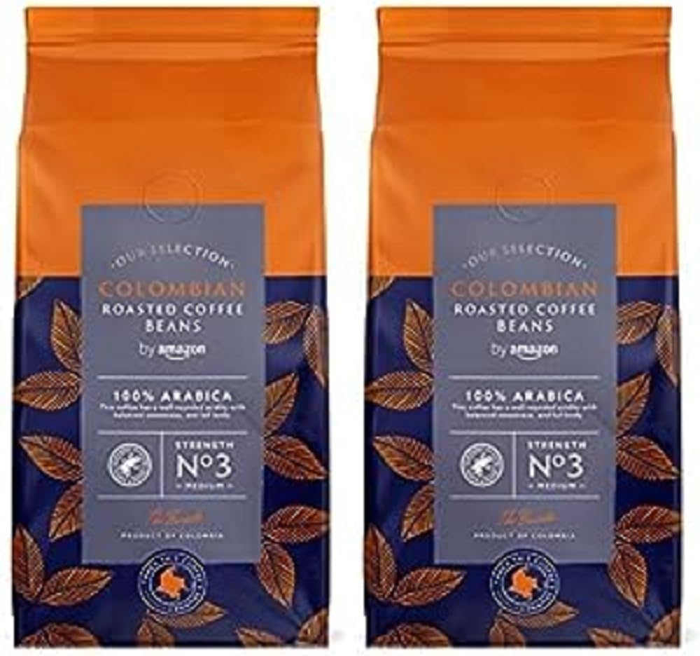 by Amazon Select Café en grains du Brésil, Torréfaction Moyenne, 1 kg (2 lot de 500g) - Certifié Rainforest Alliance