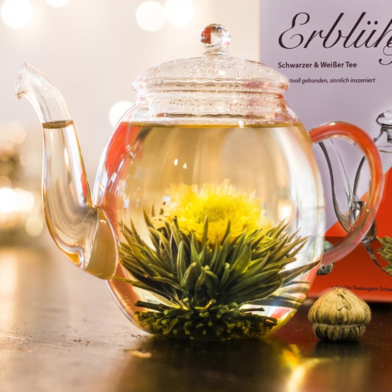 Creano Coffret Cadeau avec Fleurs de Thé dans Une Boîte Magnétique - Thé Blanc, Noir, Vert - 6 Fleurs de Thé avec 6 Sortes différentes