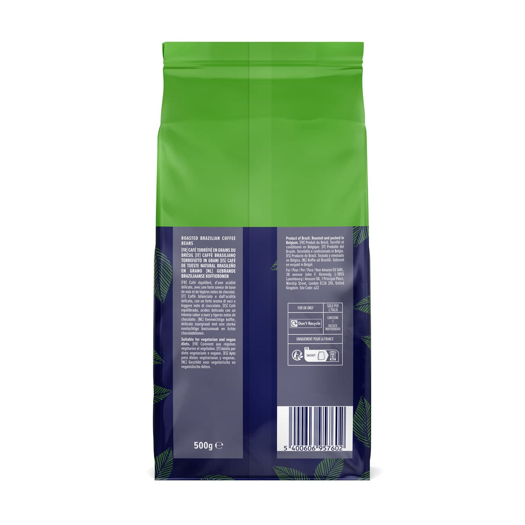 by Amazon Select Café en grains du Brésil, Torréfaction Moyenne, 1 kg (2 lot de 500g) - Certifié Rainforest Alliance