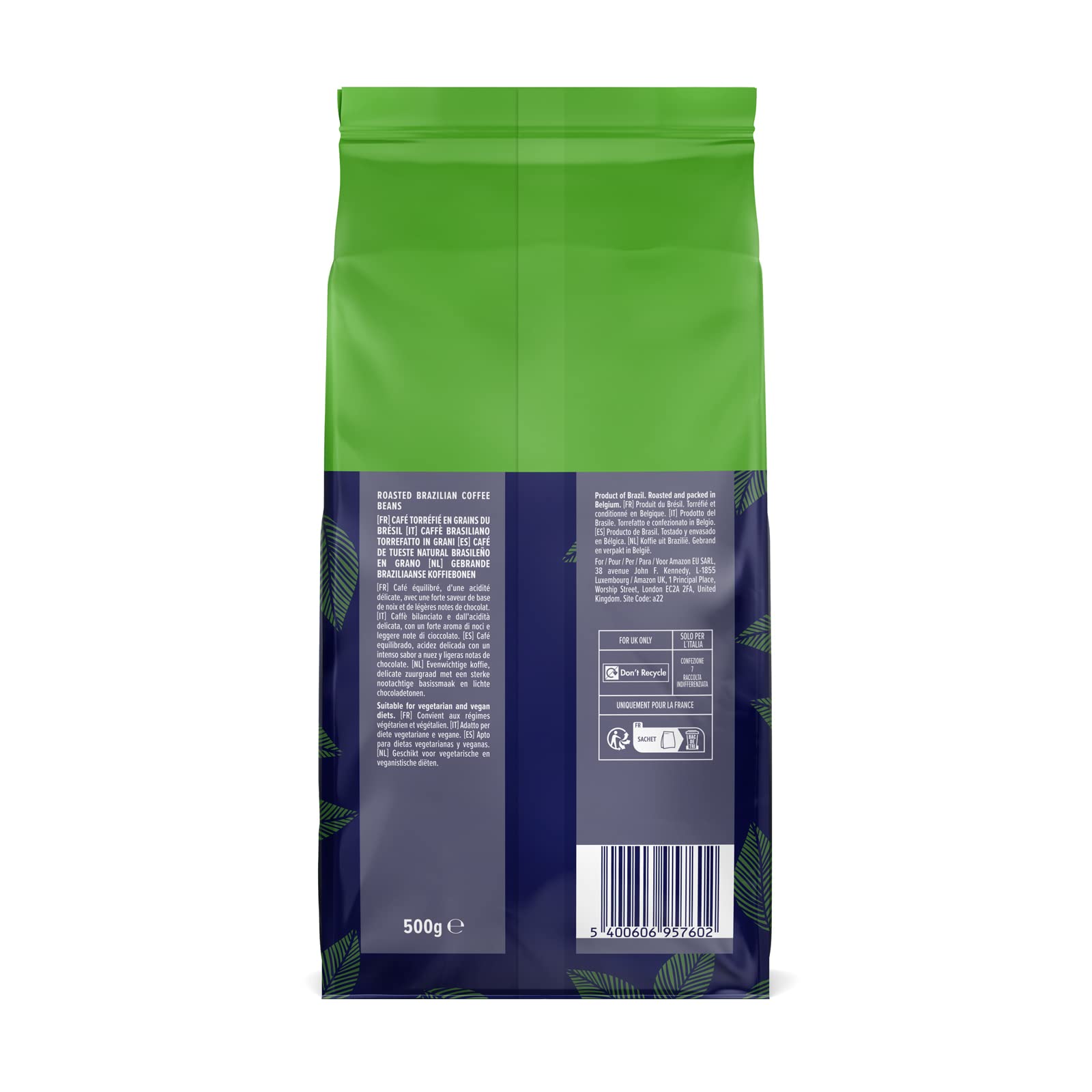 by Amazon Select Café en grains du Brésil, Torréfaction Moyenne, 1 kg (2 lot de 500g) - Certifié Rainforest Alliance