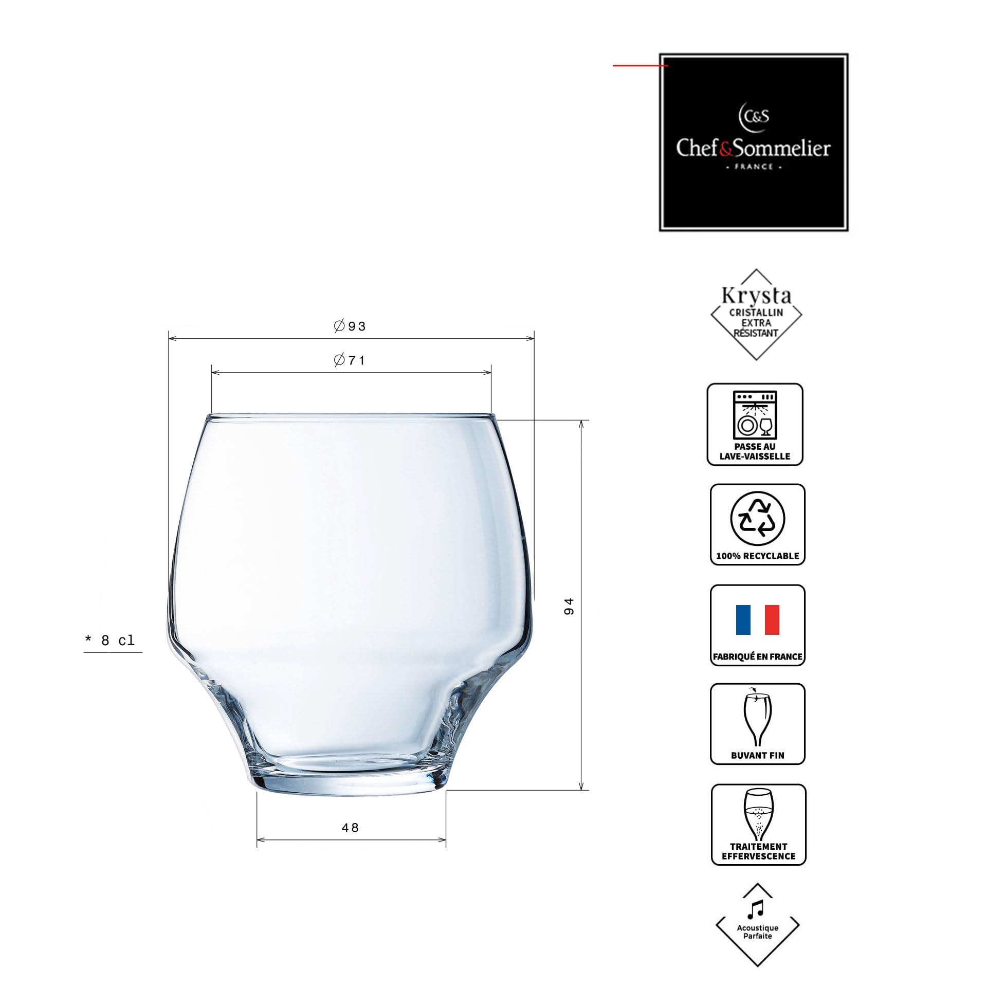 Chef & Sommelier Cristal 6 Flûtes à champagne 20 cl - Collection Open Up, White
