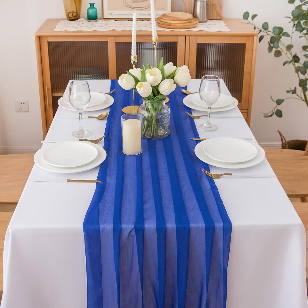 Chemin de table en mousseline de soie - Vert sauge - Décoration de table bohème - 70 cm x 3 m