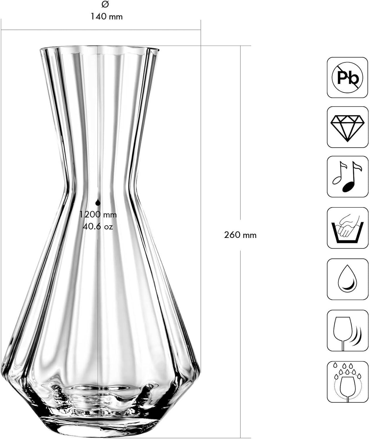 Carafe à vin KROSNO Celebration | 1200 ML | Fait main | Carafe à décanter | Parfait pour la maison, les restaurants et les fêtes | Verre sans plomb | Résistant aux rayures | Lavage des mains