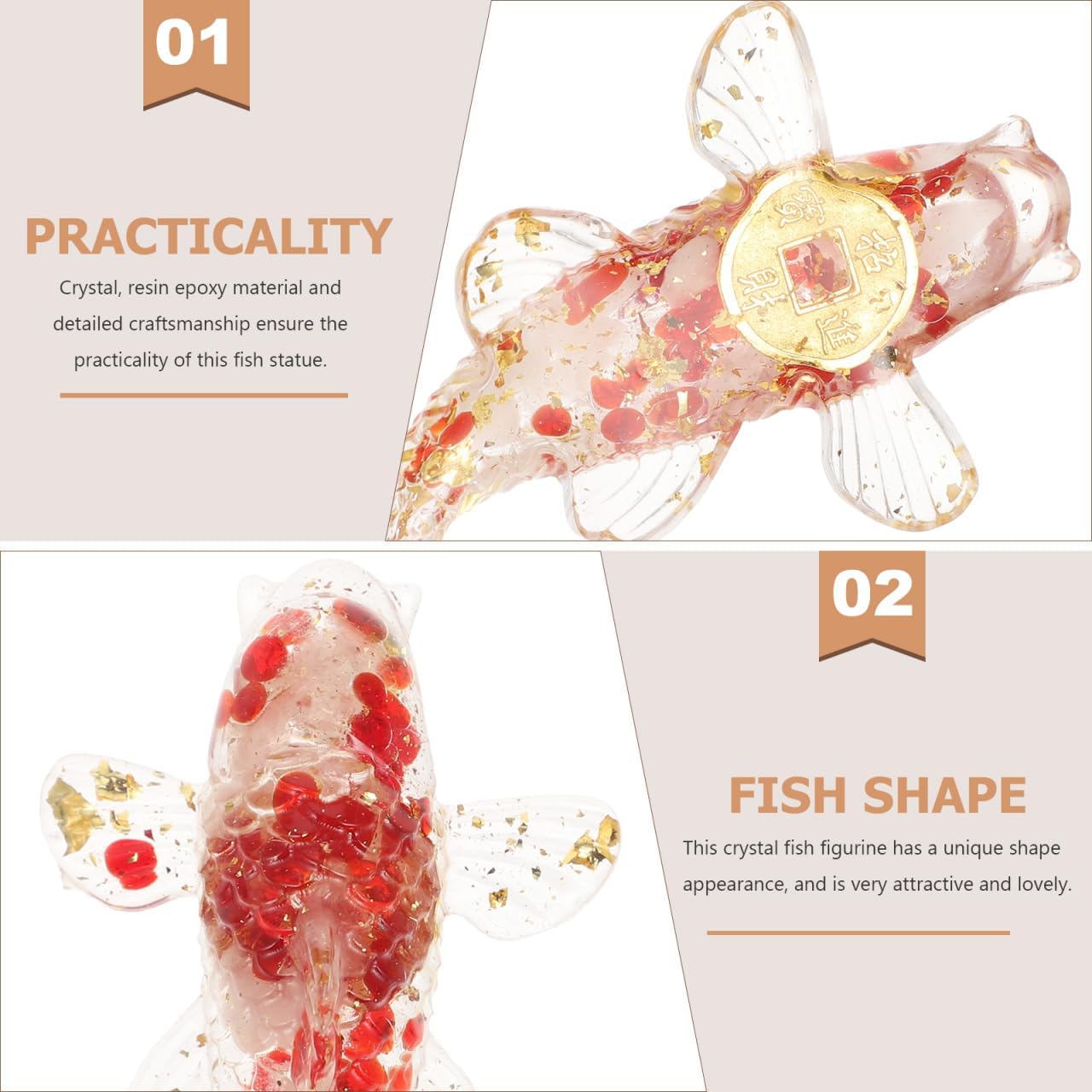 Cabilock 2 Pcs Cristal Gravier Carpe Ornement Figurines De Poisson en Verre Soufflé À La Main Poisson Cristal Statue Décor Bonne Chance Animal Statue Animal Aquatique Vert Figure Japon
