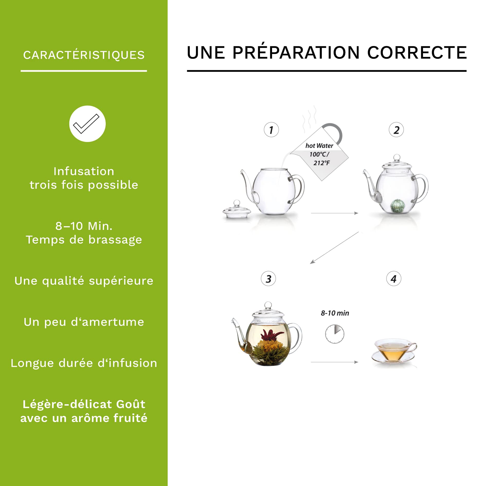 Creano Coffret Cadeau avec Fleurs de Thé dans Une Boîte Magnétique - Thé Blanc, Noir, Vert - 6 Fleurs de Thé avec 6 Sortes différentes