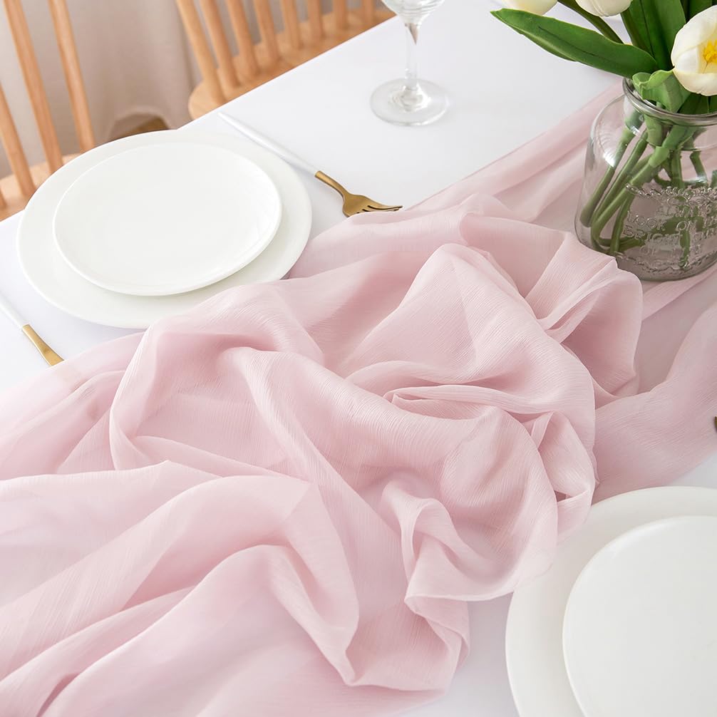 Chemin de table en mousseline de soie - Vert sauge - Décoration de table bohème - 70 cm x 3 m